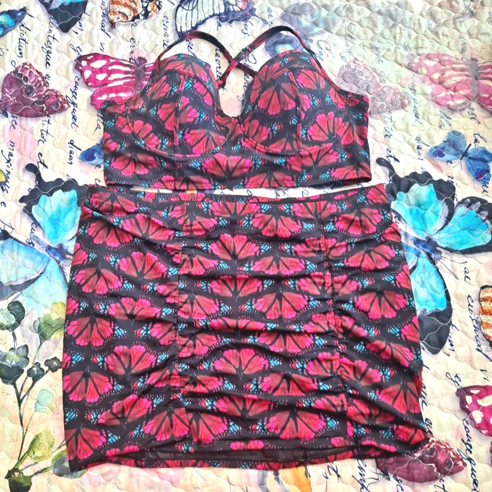 Torrid Red and Black Butterfly Bikini